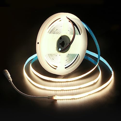 ALITOVE 5M COB LED Streifen Naturweiß 4000K 252LEDs/m LED Strip 12V DC 8mm Breit Nicht Wasserdicht IP30 für Schlafzimmer Wohnzimmer Küche Dekoration ohne Netzteil und Dimmer