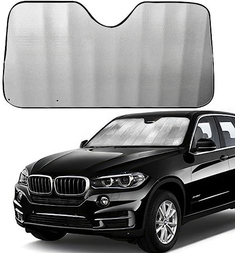 Parasol Coche Delantero Color Metalizado, Parasol Coche para Proteger y Enfría el Interior del Automóvil, Bloquea de los Rayos UV Perjudiciales (150 x 90cm, Metalizado)
