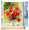 Figured'Art Peinture par Numéro Adulte Fleurs Rouges et Marguerites - Activité Manuelle Kit de Loisir Créatif DIY Numéro d'Art Complet - 40x50cm avec châssis en bois à monter