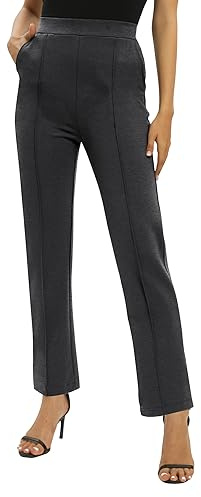 Femmes Bureaux Casual Jambes Droites élastique Travail Pantalons Taille Haute Pantalons avec Poches