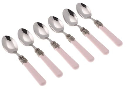 Rivadossi Sandro 1606CAF07 Set di Cucchiaini caffè, 6 Pezzi-Classic-100% Made in Italy, Artigianalità e Design, Acciaio Inox 18/10, Rosa