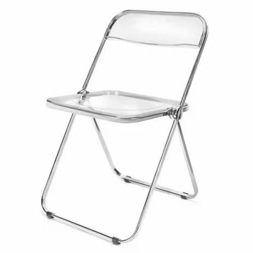 Suprills Luxury Modern Acrylic Folding Chairs Transparent Clear, Stackable Crystal Seat PC Plastic Computer Chairs, Chrome Frame Accent Side Desk Chair,Office Chair
