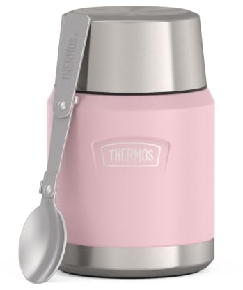 THERMOS, Stainless Steel Food Jar with Spoon, 16 Ounces, Sunset Pink
