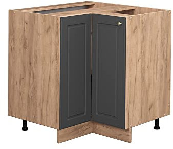 Vicco Eckunterschrank Fame-Line, Anthrazit-Gold/Goldkraft Eiche, 80.5 cm, AP Anthrazit