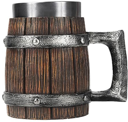 Craft Bierkrug Trinkkrug Retro Rustikaler Krug Vikingg Becher Bierkrug Vikingg Kaffeebecher Krug Vikingg Bierkrug Holz Bierkrug Fass Braun Retro Design