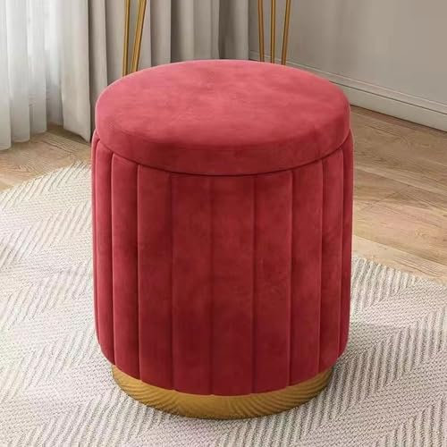 Pevfeciy Moderner Samt Hocker mit Stauraum, Rot, 34 x 34 x 44 cm, Maximale Belastung 150 kg