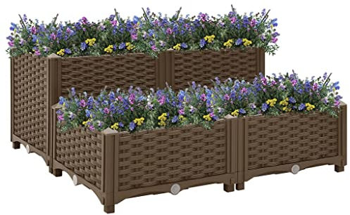 DYRJDJWIDHW Jardiniere Plastique,jardinieres Exterieur,Pot de Fleur Interieur,Lit surélevé 80x80x38 cm PolypropylèneConvient pour Les patios, Les balcons et Les Jardins