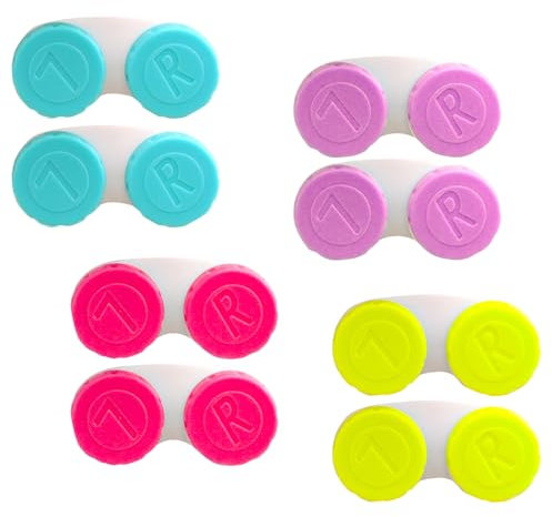 MYSUNBAR Pack of 8 Coloured Contact Lens Case, Contact Lens Case, Hard Lenses, Travel Contact Lens Case Set, Lens Case, multicoloured, Pocket organiser