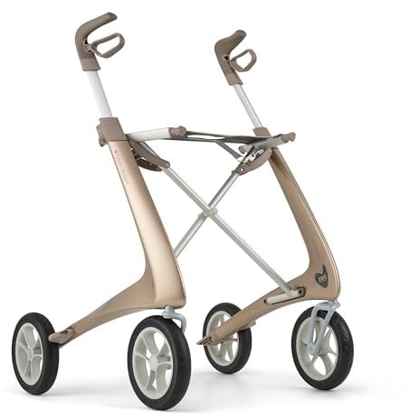 byACRE Carbon Ultralight Rollator - Welt leichtester Carbon Rollator - nur 4,8kg - Für Indoor und Outdoor - Faltbar und leicht in den Kofferraum und mit auf Reisen (Champagner-Gold, Komfort)
