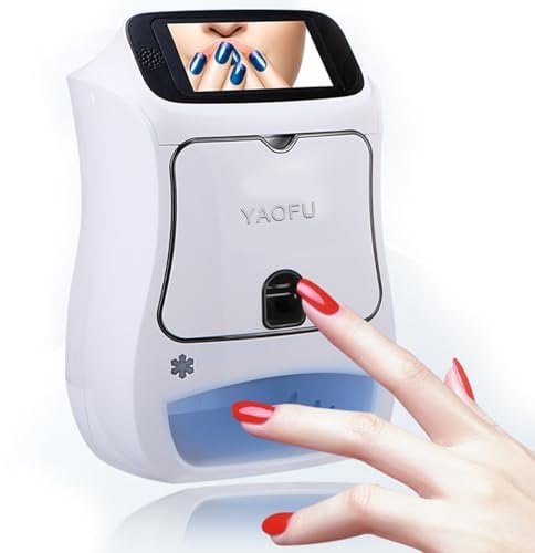 Intelligent Automatic Nail Printer 5-inch Touch Screen 10s Quick Printing with UV lights/Drying Fan Can Print 800 Nails Continuously,3D Art Designs Finger Nails Printing Machine for Salon Use