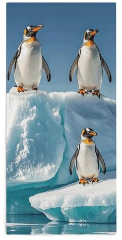 VFKLT Große Badetücher, Pinguine auf dem Eisberg, bedruckt, Strandtuch, Küchentücher, saugfähiges Handtuch, Badetücher für Damen und Herren, für den täglichen Gebrauch zu Hause