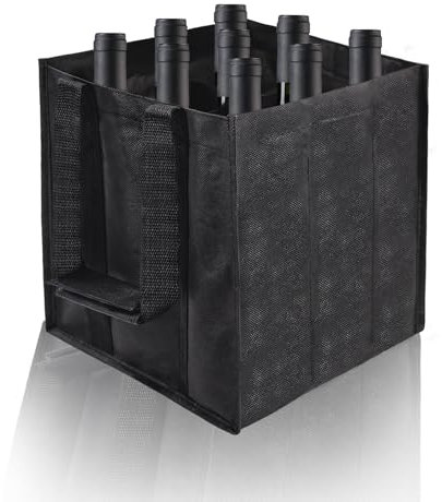 Kweiugfi Flaschentasche, 9 Flaschen, 1,5-Liter, Schwarz
