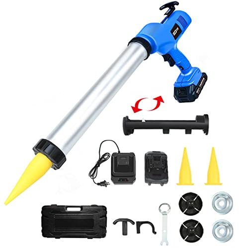 RUHEN Pistola de Pegamento eléctrica inalámbrica de Aluminio de 10/20 onzas, Pistola de calafateo automática multifunción de Mano de 21 V, Kit de Pistola selladora de calafateo de 8000 N