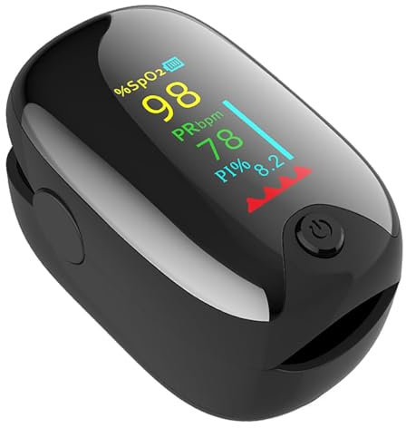 Oxymètre de Doigt, Oxymètre de Pouls avec Écran Couleur LCD, 3-5 Seconde de Mesure Rapide, Oxymètre de Doigt Professionnel, Saturometre Oxymetre et Moniteur de Fréquence Cardiaque