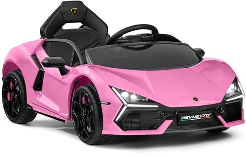 Best Choice Products Licensed Lamborghini Revuelto Kids 12V Electric Ride On Car Toy w/ 66lb Weight Capacity, Parent Control, Bluetooth - Pink