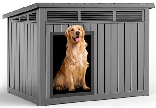 DRATO Large Dog House Outdoor for Indoor, Gray, 42.87 * 32.95 * 31.61 in