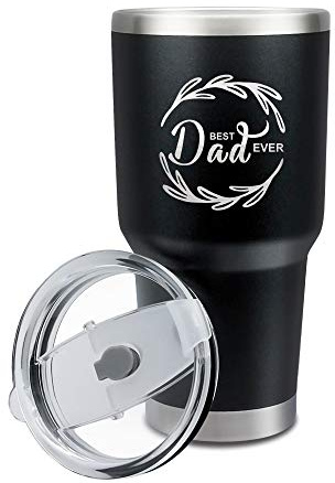 Fanfoobi 30oz Best Dad Ever Tumbler Personalized Coffee Travel Mug Daddy Tumbler from Son Daughter, Coffee Cup for Dad Gifts for Birthday Fathers Day Christmas