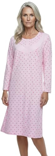 Zeitlos Nachthemd Damen Langarm Helene mit Schleife M-6XL Schlafshirt Knopfleiste Raffung