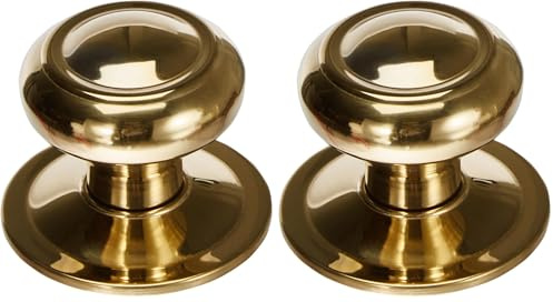 Jdel Poignée de Porte d'entrée Ronde dorée Style Traditionnel, 0 (Lot de 2)