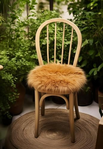 Hollert Lammfell Sitzkissen Ø 40 cm Coburger Fuchsschaf Stuhlkissen Stuhlauflage Merino Sitzauflage Fell für Stühle kuschelige weich
