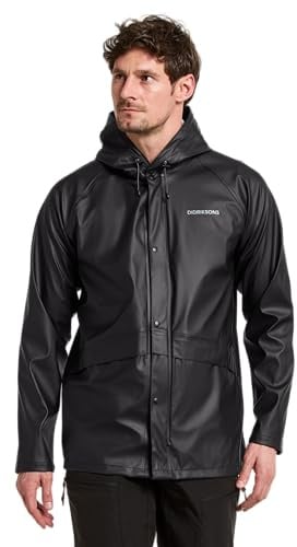 Didriksons Men's Waterproof Rain Jacket Windproof Avon | 5000 mm Water Column, Welded Seams, Hooded, Adjustable Cuffs