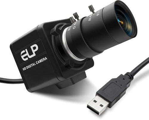 Hotpet Caméra USB industrielle 8 MP Zoom optique 10x Webcam avec objectif varifocal 5-50 mm UVC Plug and Play pour Windows Linux Mac OS Android Raspberry Pi