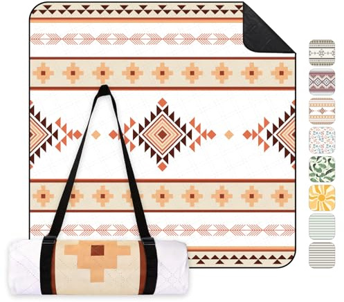 Sekey Boho Picknickdecke Wasserdicht 150x200 cm, Stranddecke Sandfrei | Gepolstert, Dreischichtige Struktur, PEVA-Wasserfestboden, Bindegurt-Trageriemen, geeignet für Picknick, Camping, Strand