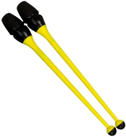 SZLIFE Gymnastique Bâtons Bâton Twirling Accessoires Rythmiques Montage Facile Matériau Caoutchouc PP pour Exercices Convient Enfants Adultes E, Jaune
