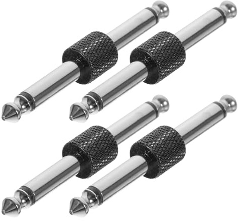 UTHCLO 4pcs 6.35mm (1/4 Inch) Stereo Audio Jack Adapter Cable, Straight Male to Male Guitar Pedal Board Connector for Headphone, Amplifier, and Audio Equipment in Black