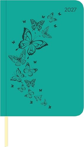 Lady Journal Deluxe Türkis 2027: Buchkalender A6 ( 10,7x15,2 cm) - Wochenplaner mit 4-sprachigem Kalendarium, Tucson-Einband mit Motivprägung & Leseband, ideal für Büro & Alltag