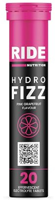 RIDE Nutrition Hydro Fizz Electrolyte Tablets | 500mg Sodium | High Strength Quad Blend | Hydration 20 Servings | Cycling & Endurance Sports | Gluten Free & Vegan Friendly | Pink Grapefruit