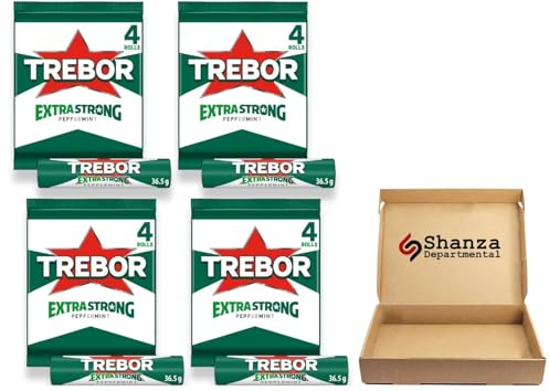 Extra Strong Trebor Peppermint Mints Rolls 4 Pack 145g (4 x 36.4g) – Pack of 4 | Intense Mint Flavour | Long-Lasting Fresh Breath Sweets Bulk