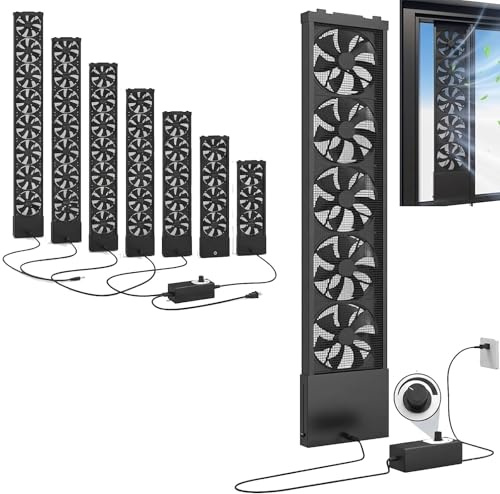Ventilatore Verticale Retrattile per Finestre, Ventilatore Silenzioso di Scarico per Finestre Scorrevoli, Controllo Continuo Della Velocità, Ventilatore Regolabile Senza Forare(37-41/95-105cm)