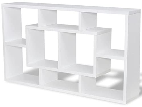 vidaXL Wandregal Hängeregal Wandboard Bücherregal CD DVD Regal weiß + 8 Fächern