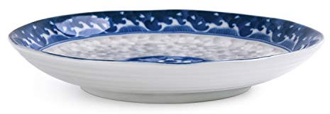 KOIYAKI Japan Porzellan Teller mit Welle & Blütenkirsche für Pasta, Nudeln, verschiedenen Gerichten, Salat, Obst, Nachtisch Ø 19.8cm H. 3.2cm (20022)