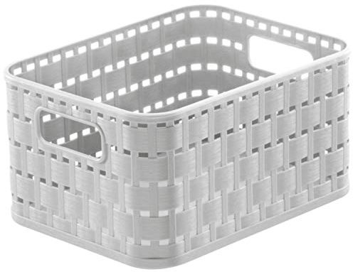 Rotho Country Aufbewahrungskorb 2l in Rattan-Optik, Kunststoff (PP) BPA-frei, mistletoe weiss, A6/2l (18,3 x 13,7 x 9,8 cm)