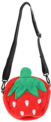 VALICLUD 1stk Umhängetasche Erdbeere Geldbörse Erdbeer Tasche Beutel in Fruchtform Handtasche Mädchen Geldbörse Für Mädchen Plüsch Rucksack Schlüsseltasche Niedlich Styling-Paket Samt Kind