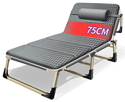 Extrabreit Liegestühle Liegen mit Kissen Relax Liegestuhl Klappbar Verstellbar Gartenstuhl Sonnenliege Relaxliege Hoch Liegender Recliner für Die Außen Terrasse Pool Bis 150kg (B 75cm/29.5in)