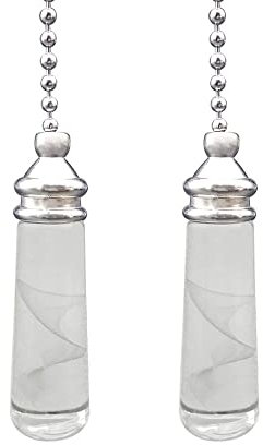 NewZC 2 PCS Bathroom Light Pull Light Pull Chain Extension with Ball Chain 100 cm Bathroom Toilet Light/Ceiling Light Fan Switch/Blind Cord Pull Handle - Chrome with Crystal Cylinder