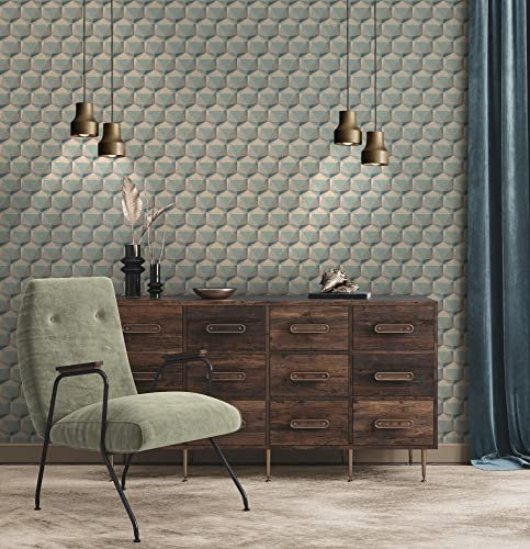 A.S. Création Nara 387484 Papier peint intissé Hexagon Bleu Beige Gris 10,05 m x 0,53 m