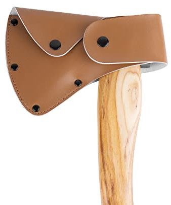 Linkidea 4 Axe Edge Cover, Durable Vegan Leather Sheath, Metal Snap Closure, Hatchet Protector Case with Belt Clip, Ideal for Outdoor Hiking & Work (Brown)