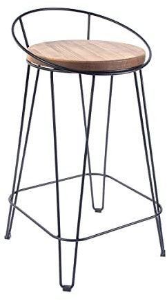 Barhocker für Hausbar, Barstuhl, Küchenstuhl, Bistrohocker, Tresenhocker mit Fußstütze, Stuhl, Keine Montage erforderlich, Industrie-Design (mit Rückenlehne 75 cm Höhe, Braun)
