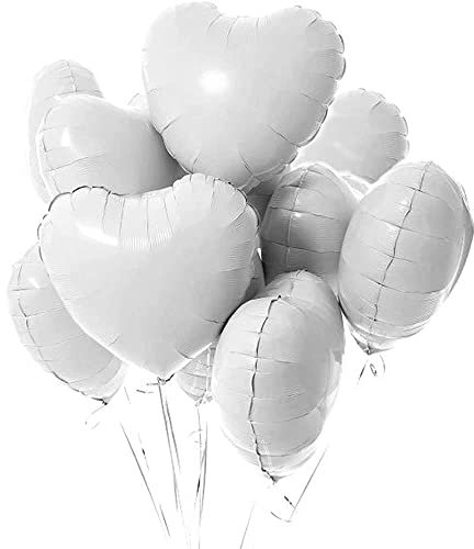 20 Stück Weiß Herzballons Valentinstag 18 Zoll Herzform Heliumballons,Herz Luftballons,Weiß Love Luftballons,Herz Luftballon,Herzluftballons Helium Geeignet für Hochzeit Verlobung Brautdusche