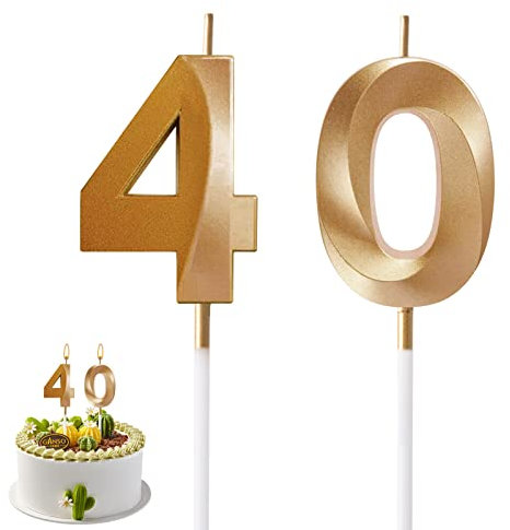 AIYONG Geburtstagskerzen Zahlen 40, 3D Diamant Gold Geburtstagskerzen, Kerzen Geburtstag, Tortendeko Geburtstag, Kuchendeko Geburtstag, Geburtstagskerzen für Geburtstagsdeko, Nummer 40