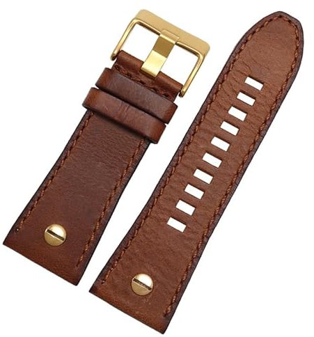 FACDEM Uhrenarmband 28 mm Echtes Leder Armband Diesel Uhrenarmband Wristwatches Band für DZ7193 DZ7214 DZ7311 DZ7312 DZ7313 Uhrenarmband, 28mm, Achat
