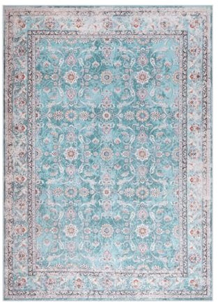 Teppana Waschbarer Teppich Klassisch - Per - Smaragd - Fleckenabweisend - Familien- & Haustierfreundlich - Maschinenwaschbar - rutschfest - 50 x 80 cm