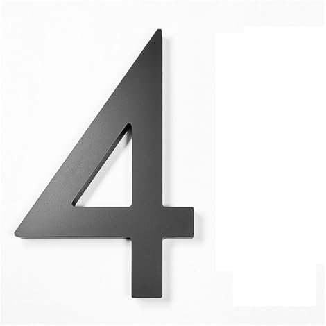 Hausnummer DIY 125 mm schwimmende Hausnummern-Buchstaben, 12,7 cm, modernes Tür-Alphabet, for Zuhause und draußen, Schwarz-Silber, Adressschild, Dash-Slash-Schild, 0–9 für Postkasten, Tür, Heim, Adres