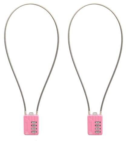 SISAV 4 Digit Cable Combination Locks 20 inches(50cm) Cable for School Gym Locker,Helmet,Filing Cabinets,Toolbox,Luggage Suitcase,knapsack,Cable 3mm Diameter,Pink(2 Pack)