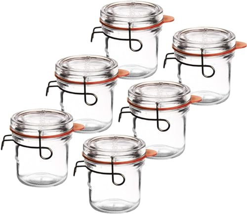 Emilja Lock-Eat Terrine 200ml - Einkochglas -6 Stück Einmachglas Einweckglas Dessertglas - abnehmbarer Deckel