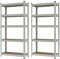 Brigros - Set Scaffali In Metallo 150x75x30cm Portata Totale 875 Kg, 5 Ripiani MDF, Carico Per Ripiano 175 Kg Scaffale Salvaspazio Per Garage, Officina, Cantina, Magazzino (Avorio)
